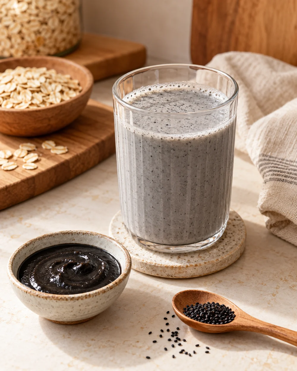 Black Sesame Oat Milk — AI-generated editorial illustration