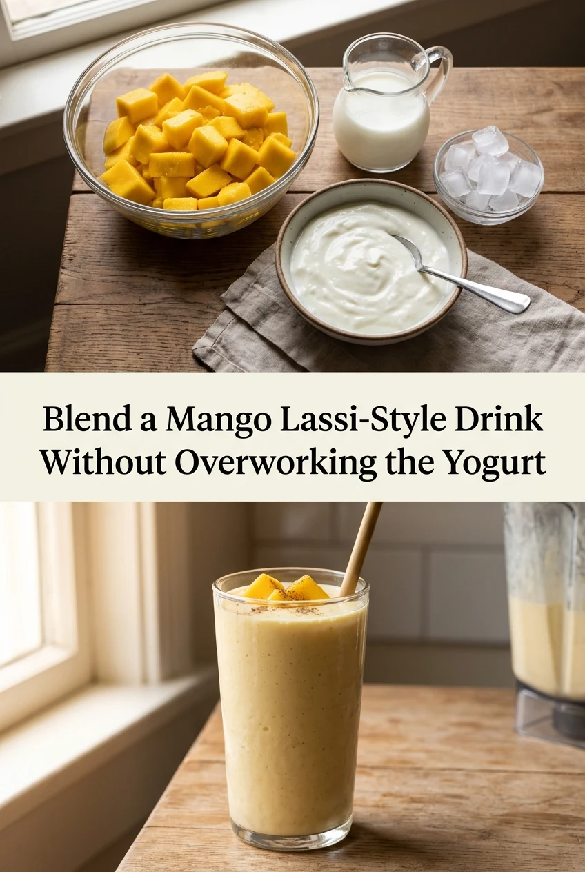 Blend a Mango Lassi-Style Drink Without Overworking the Yogurt — AI-generated editorial illustration