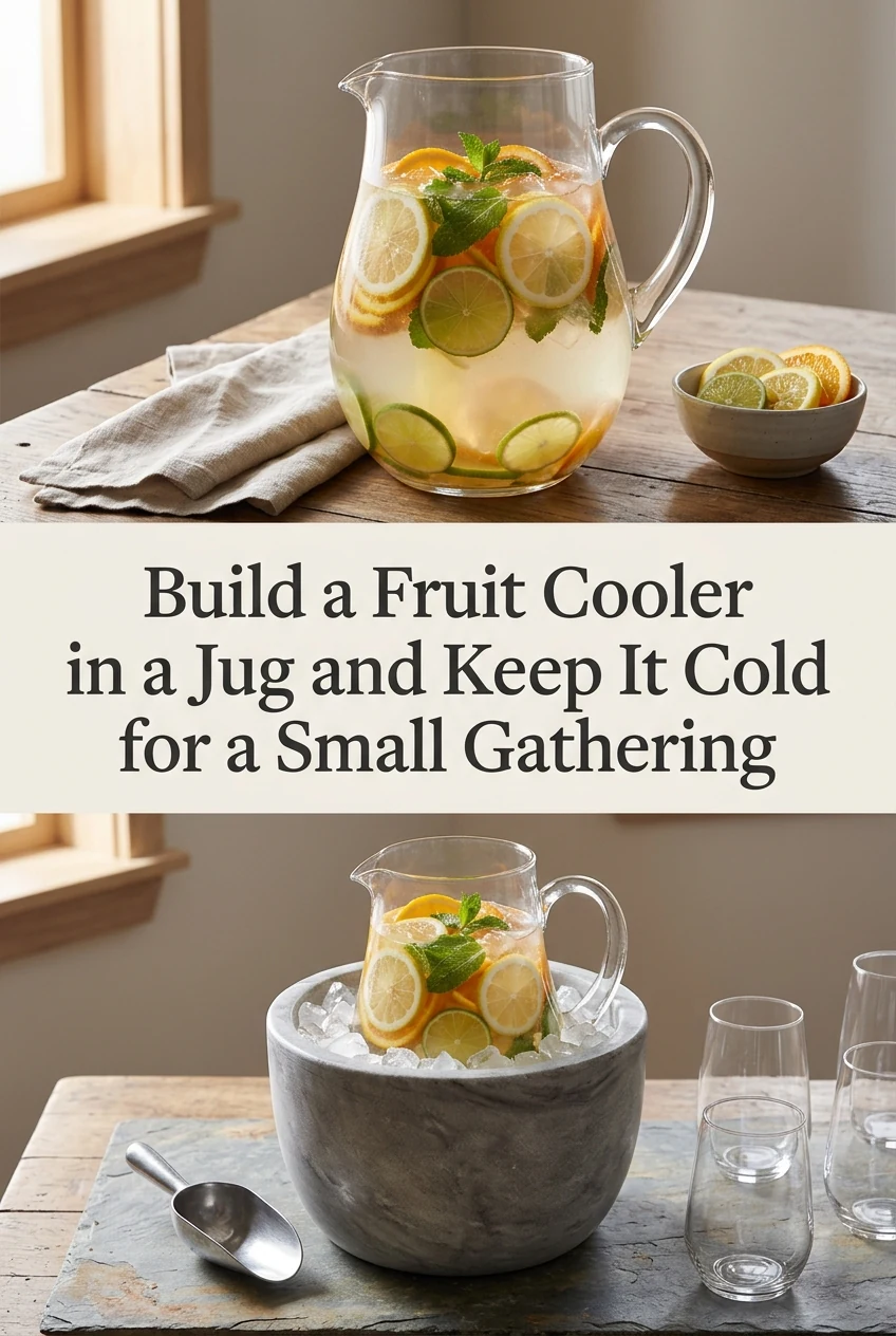 Build a Fruit Cooler in a Jug and Keep It Cold for a Small Gathering — AI-generated editorial illustration