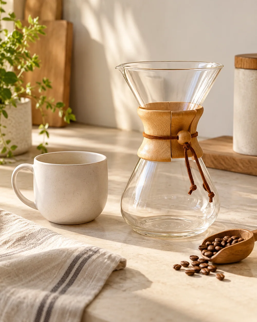 Check a Glass Brewer Before Pouring Hot Water — AI-generated editorial illustration