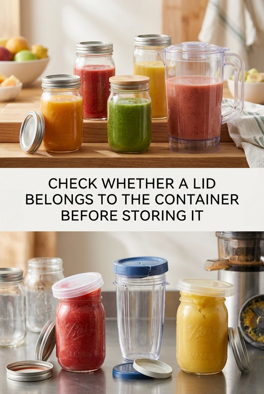 Check Whether a Lid Belongs to the Container Before Storing It — AI-generated editorial illustration