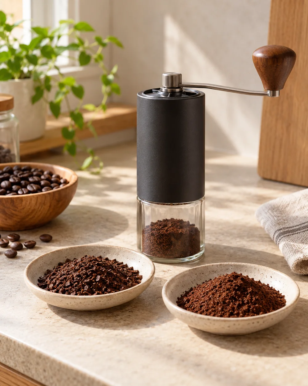 Choose a Grind Change for One Manual Brewer — AI-generated editorial illustration