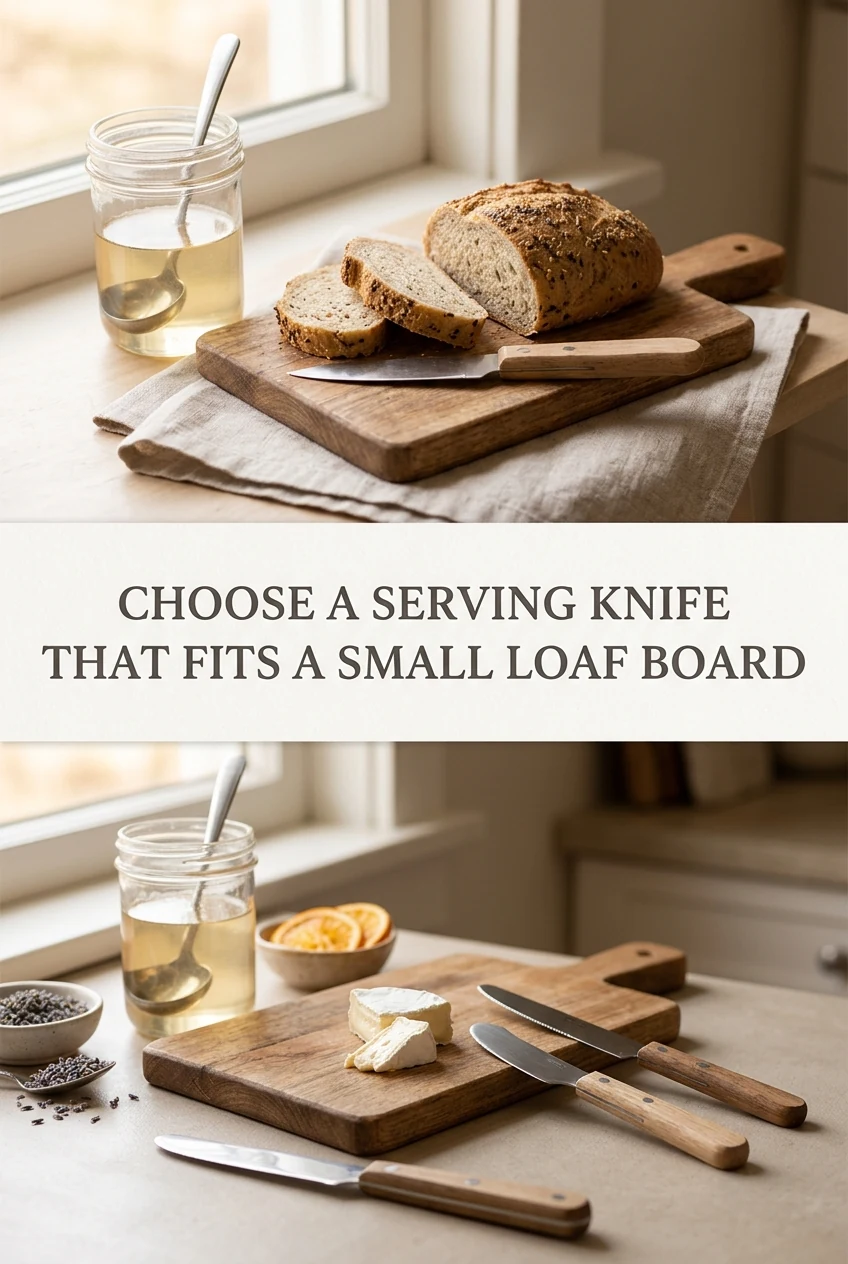 Choose a Serving Knife That Fits a Small Loaf Board — AI-generated editorial illustration