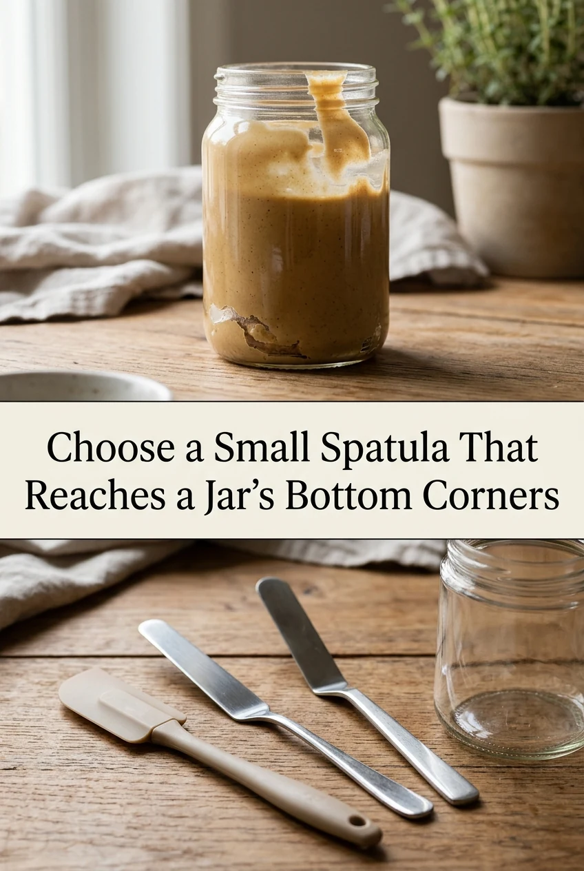 Choose a Small Spatula That Reaches a Jar's Bottom Corners — AI-generated editorial illustration