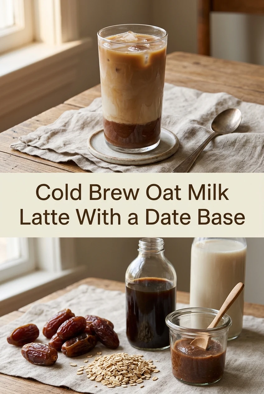Cold Brew Oat Milk Latte With a Date Base — AI-generated editorial illustration