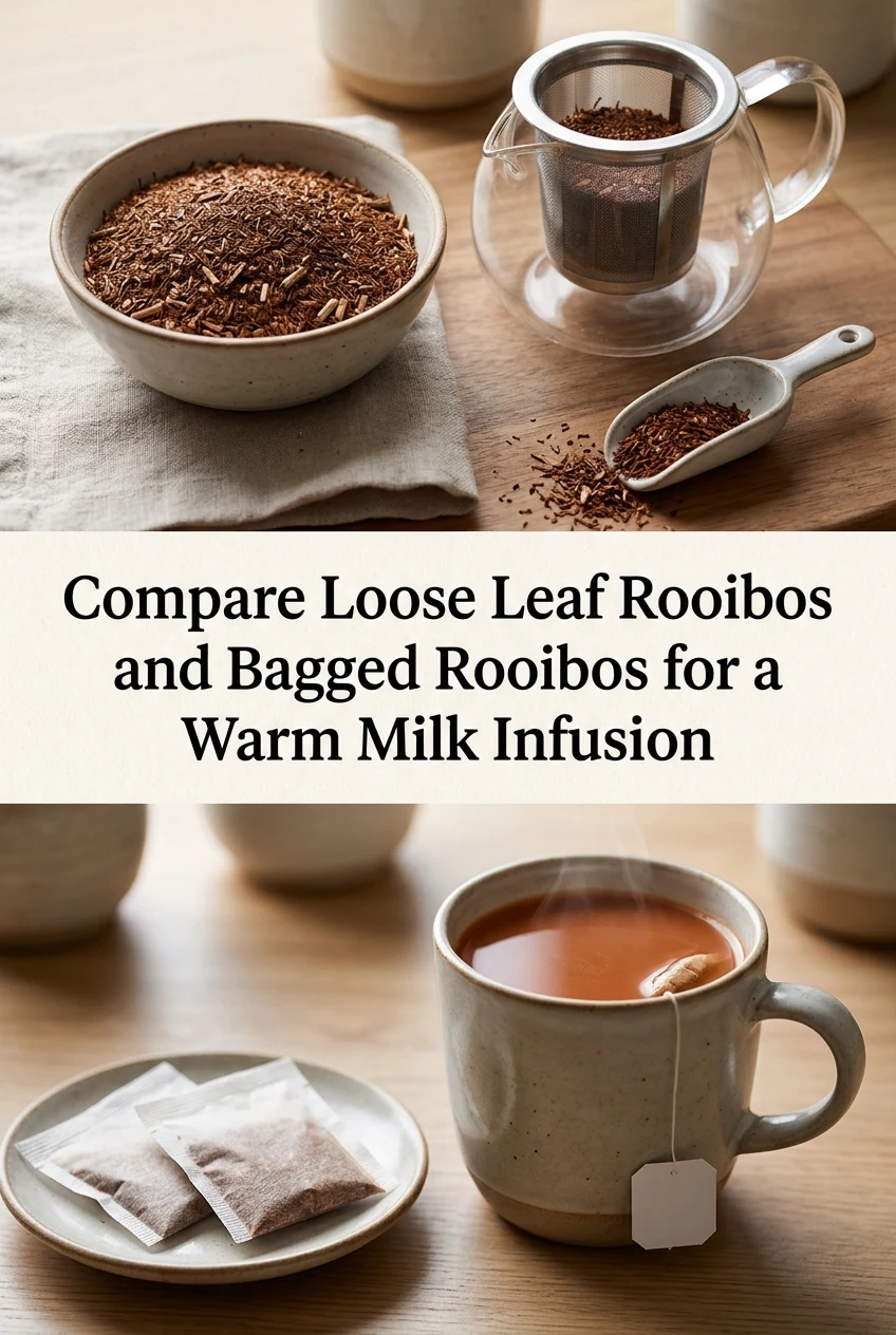 Compare Loose Leaf Rooibos and Bagged Rooibos for a Warm Milk Infusion — AI-generated editorial illustration