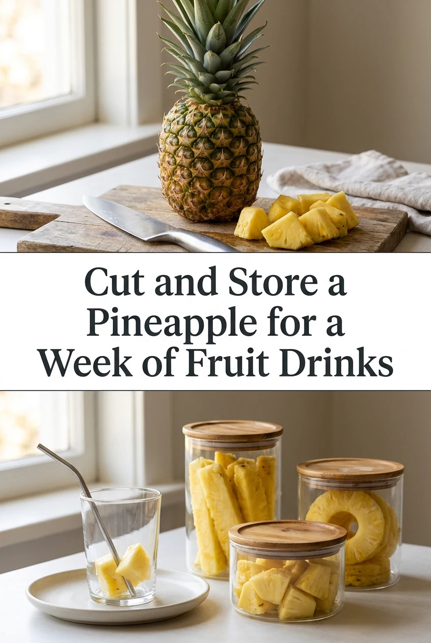 Cut and Store a Pineapple for a Week of Fruit Drinks — AI-generated editorial illustration