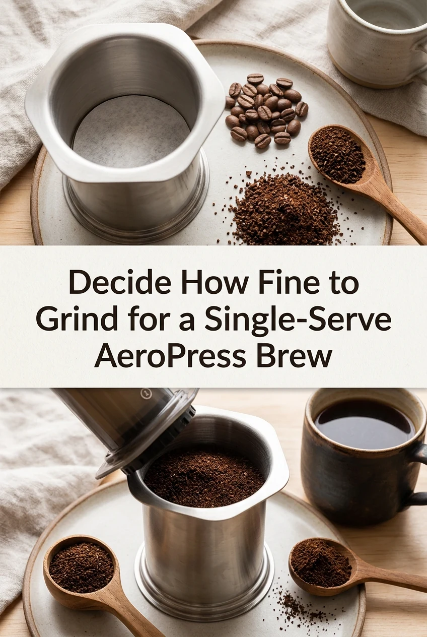 Decide How Fine to Grind for a Single-Serve AeroPress Brew — AI-generated editorial illustration