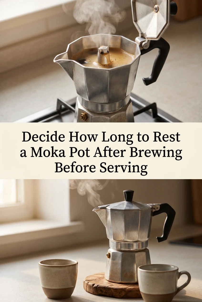 Decide How Long to Rest a Moka Pot After Brewing Before Serving — AI-generated editorial illustration
