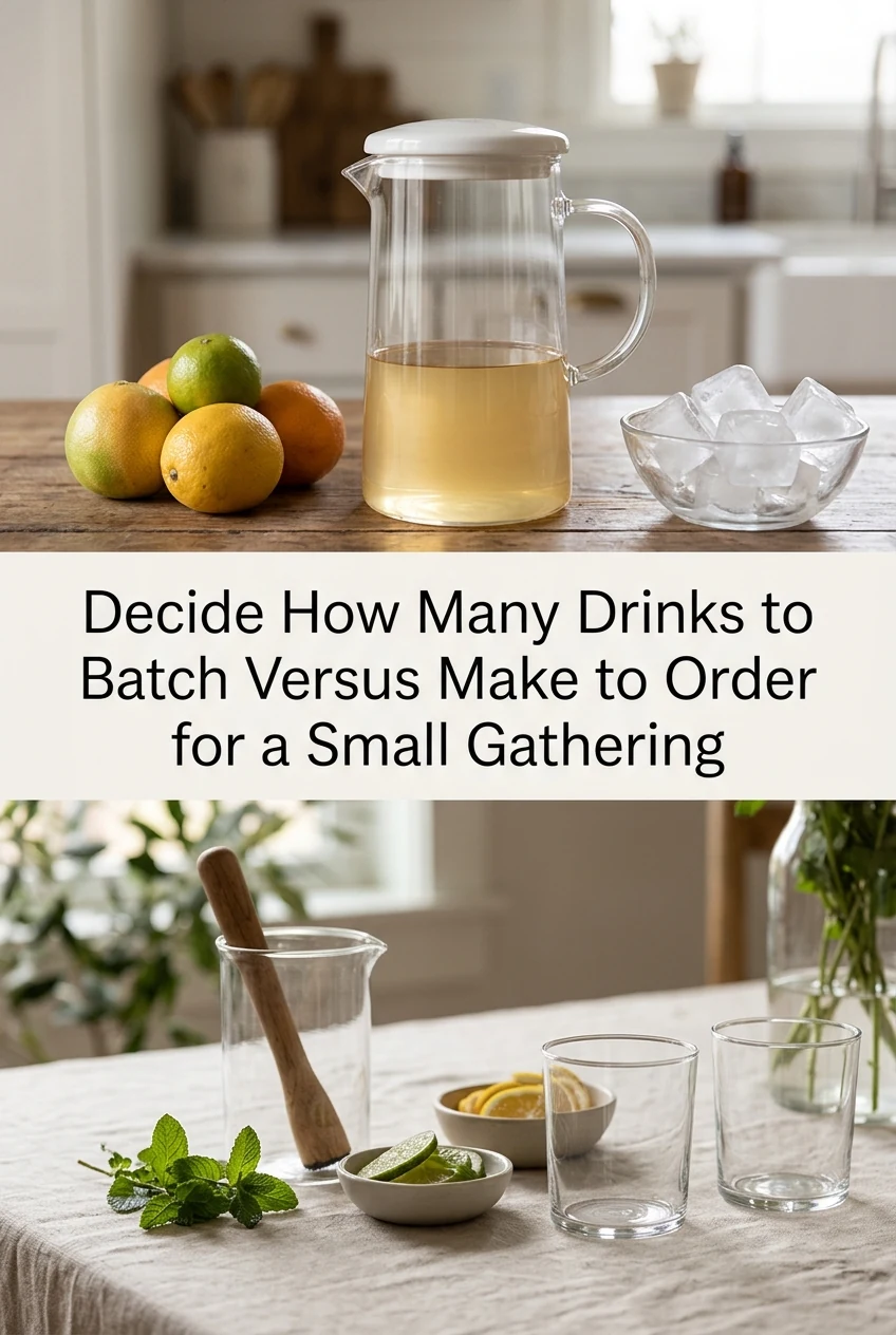 Decide How Many Drinks to Batch Versus Make to Order for a Small Gathering — AI-generated editorial illustration