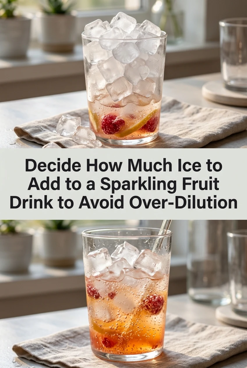 Decide How Much Ice to Add to a Sparkling Fruit Drink to Avoid Over-Dilution — AI-generated editorial illustration