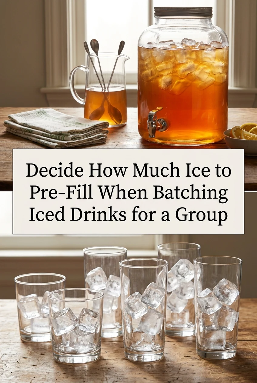 Decide How Much Ice to Pre-Fill When Batching Iced Drinks for a Group — AI-generated editorial illustration