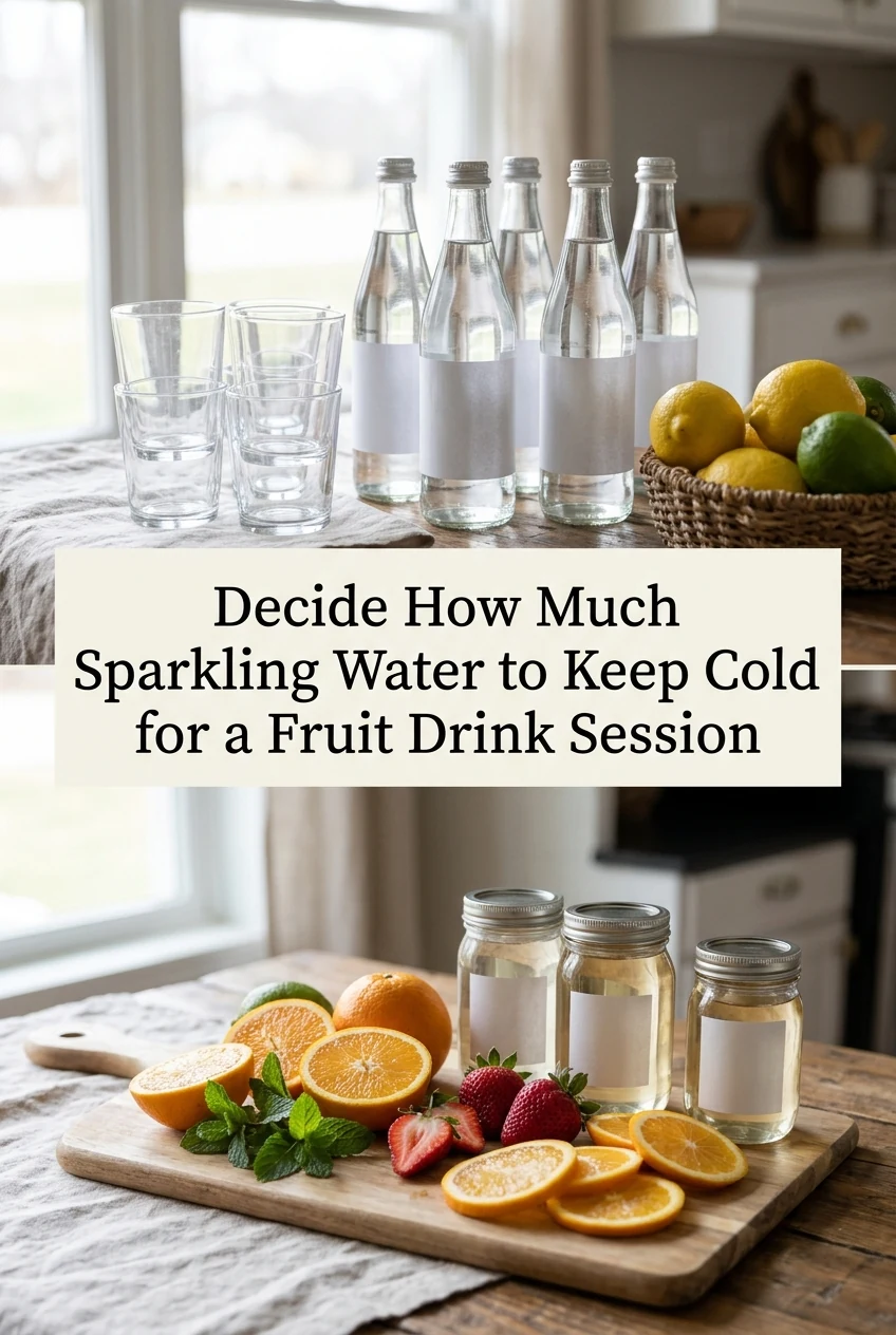 Decide How Much Sparkling Water to Keep Cold for a Fruit Drink Session — AI-generated editorial illustration
