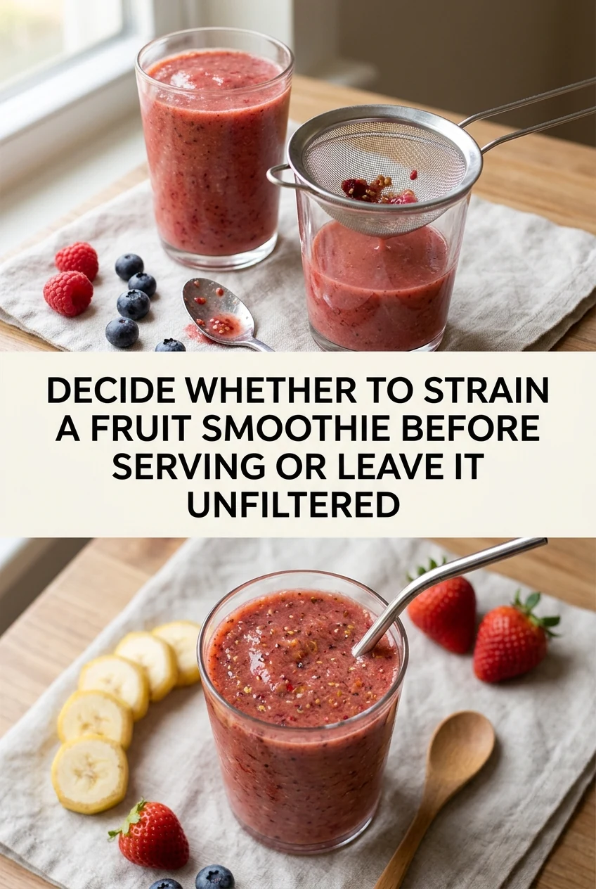 Decide Whether to Strain a Fruit Smoothie Before Serving or Leave It Unfiltered — AI-generated editorial illustration