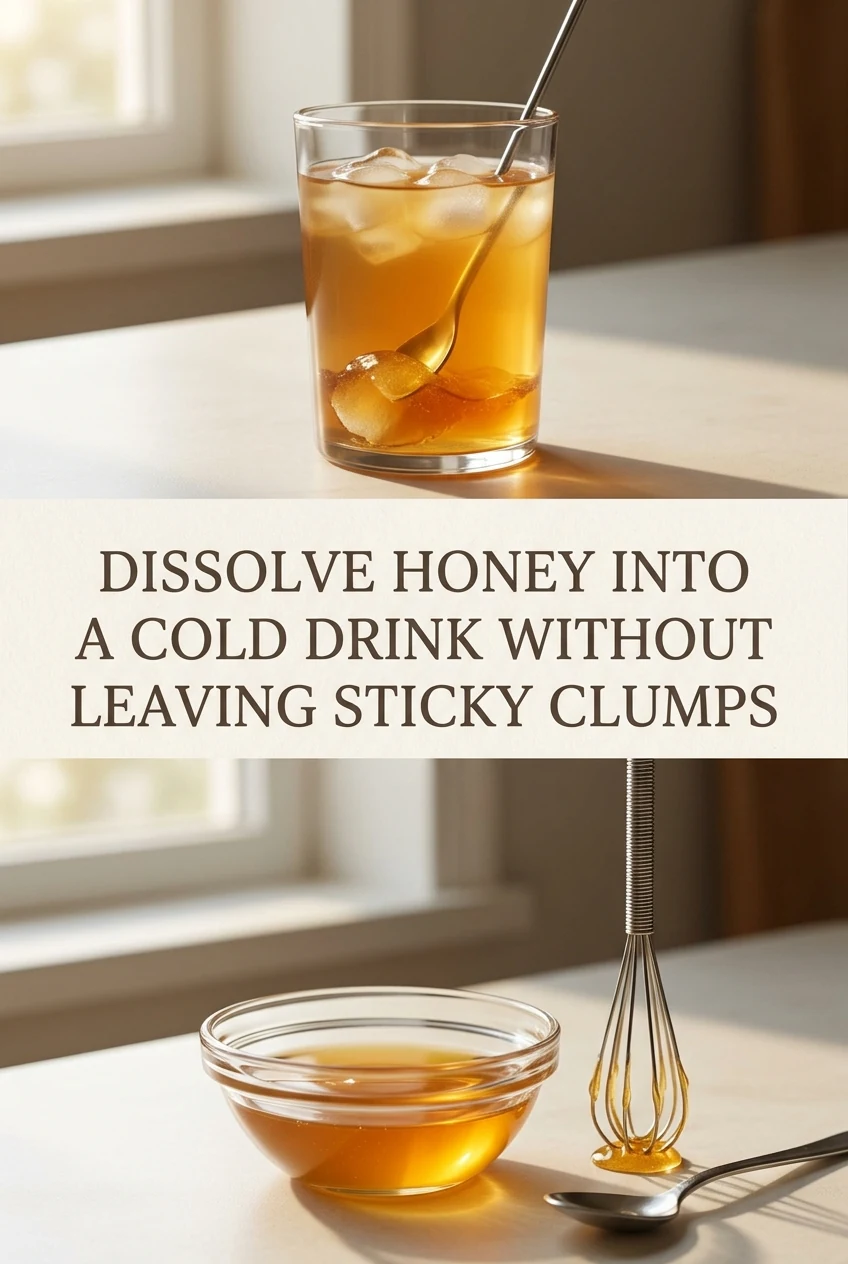 Dissolve Honey Into a Cold Drink Without Leaving Sticky Clumps — AI-generated editorial illustration