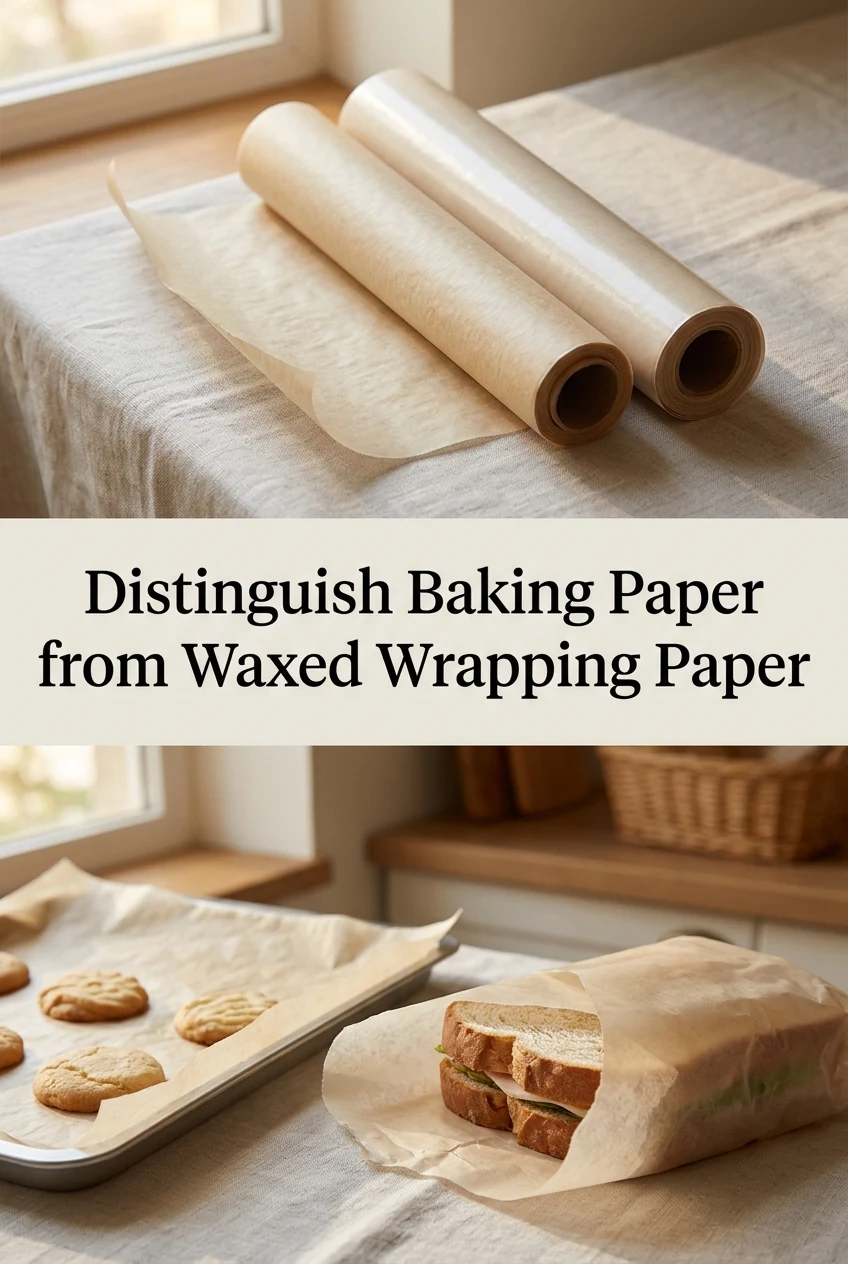 Distinguish Baking Paper from Waxed Wrapping Paper — AI-generated editorial illustration