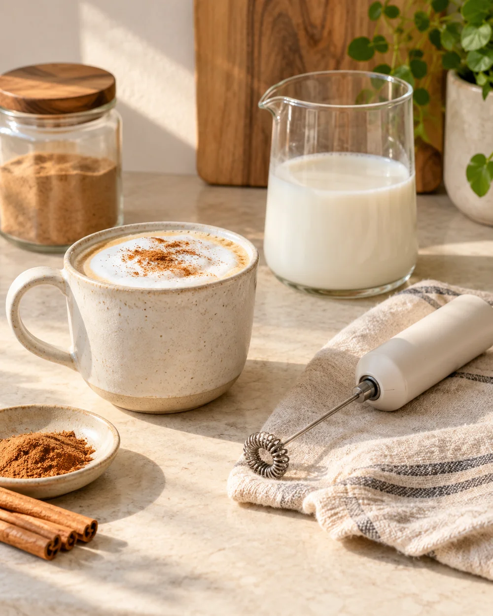 Dry a Milk Frother Whisk Before Storing It — AI-generated editorial illustration