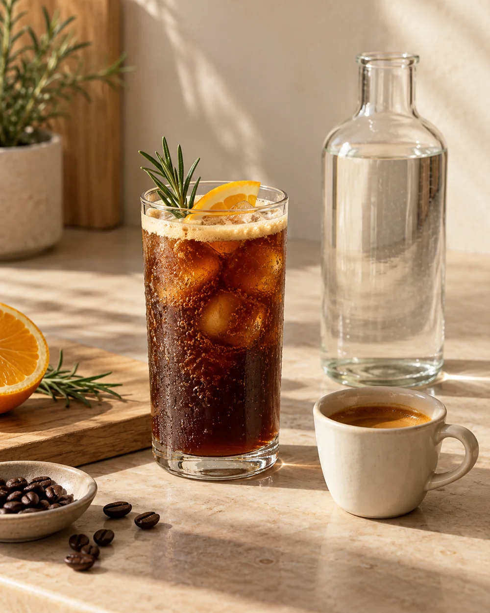 Espresso With Cold Sparkling Water — AI-generated editorial illustration