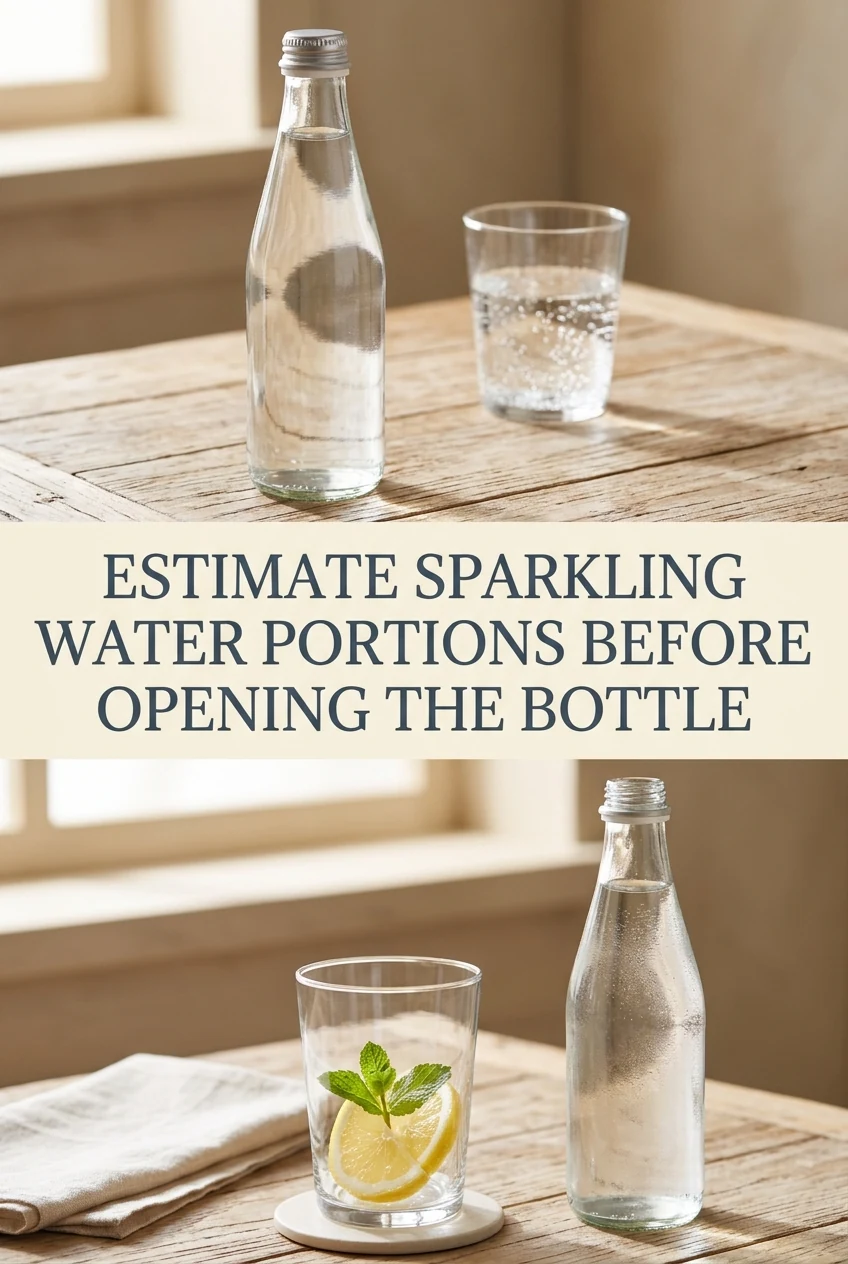 Estimate Sparkling Water Portions Before Opening the Bottle — AI-generated editorial illustration