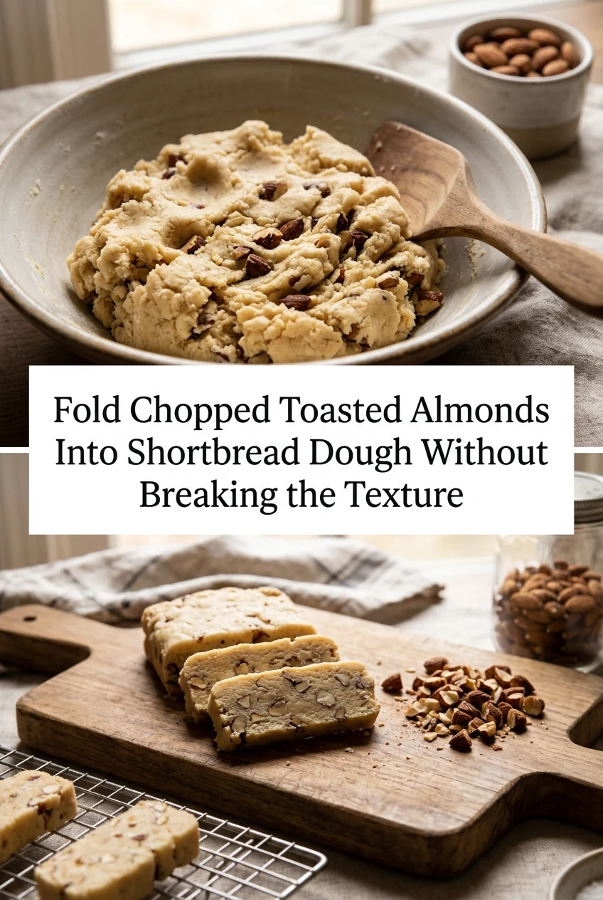 Fold Chopped Toasted Almonds Into Shortbread Dough Without Breaking the Texture — AI-generated editorial illustration