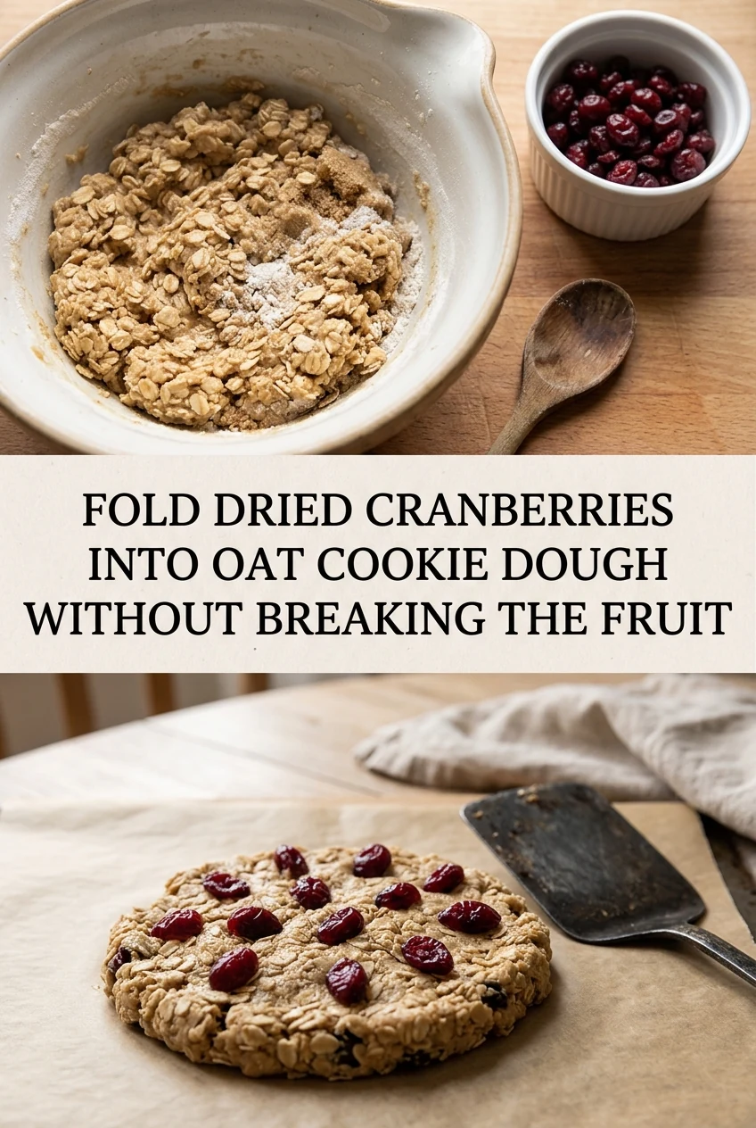 Fold Dried Cranberries Into Oat Cookie Dough Without Breaking the Fruit — AI-generated editorial illustration