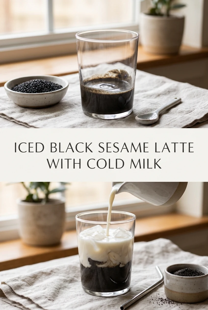 Iced Black Sesame Latte With Cold Milk — AI-generated editorial illustration