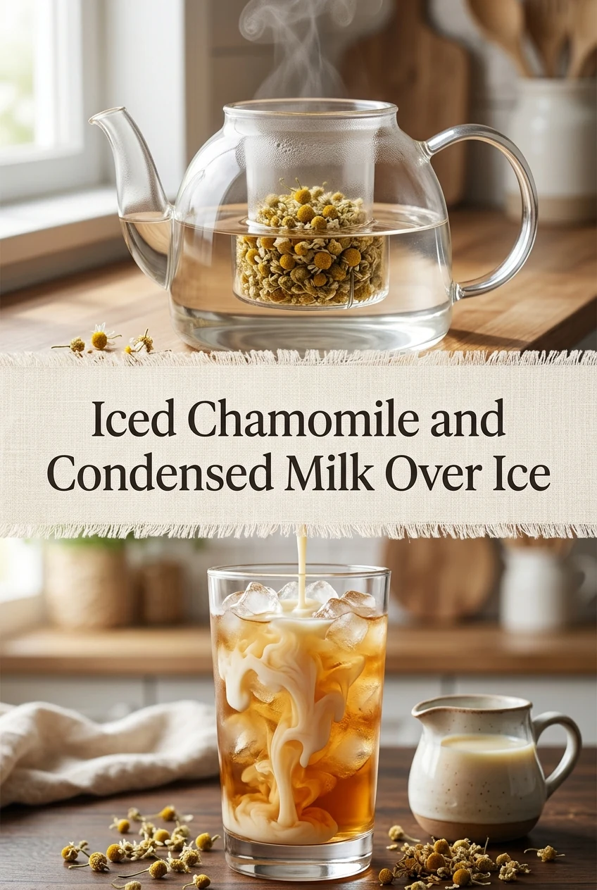 Iced Chamomile and Condensed Milk Over Ice — AI-generated editorial illustration