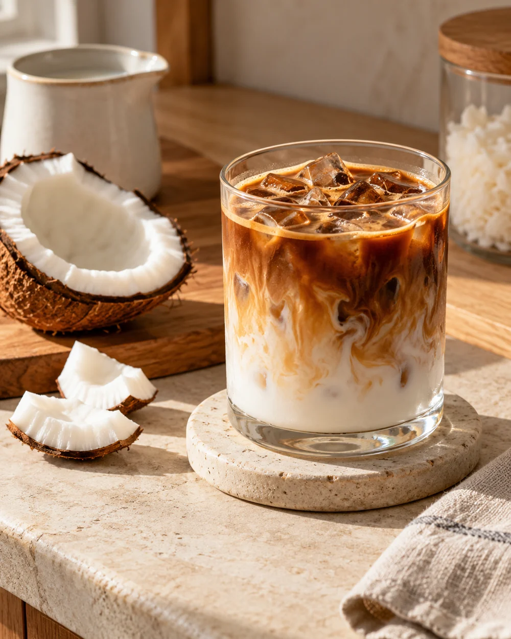 Iced Coconut Espresso Milk — AI-generated editorial illustration