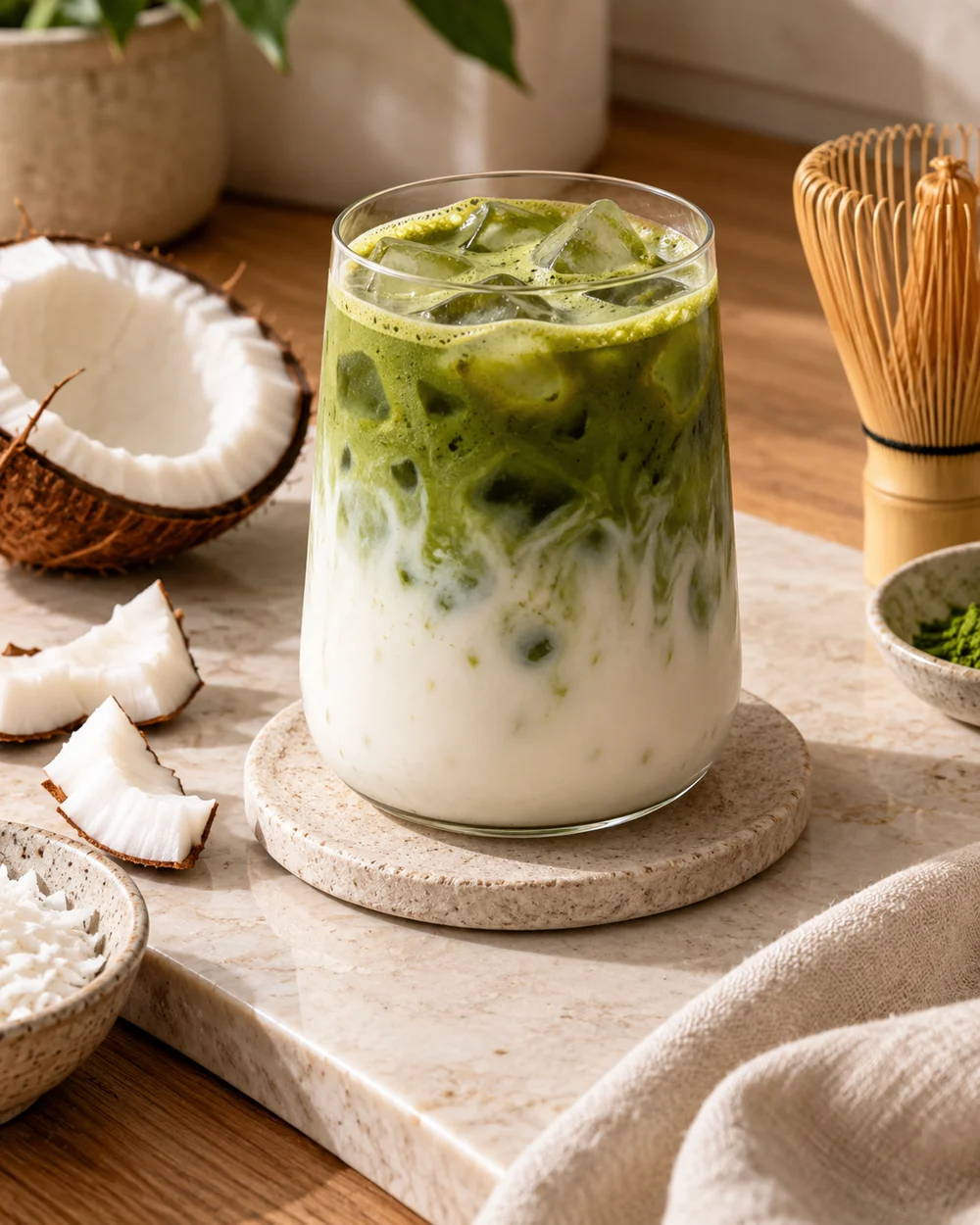 Iced Coconut Matcha — AI-generated editorial illustration