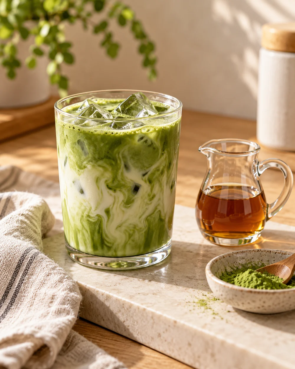 Iced Maple Matcha — AI-generated editorial illustration