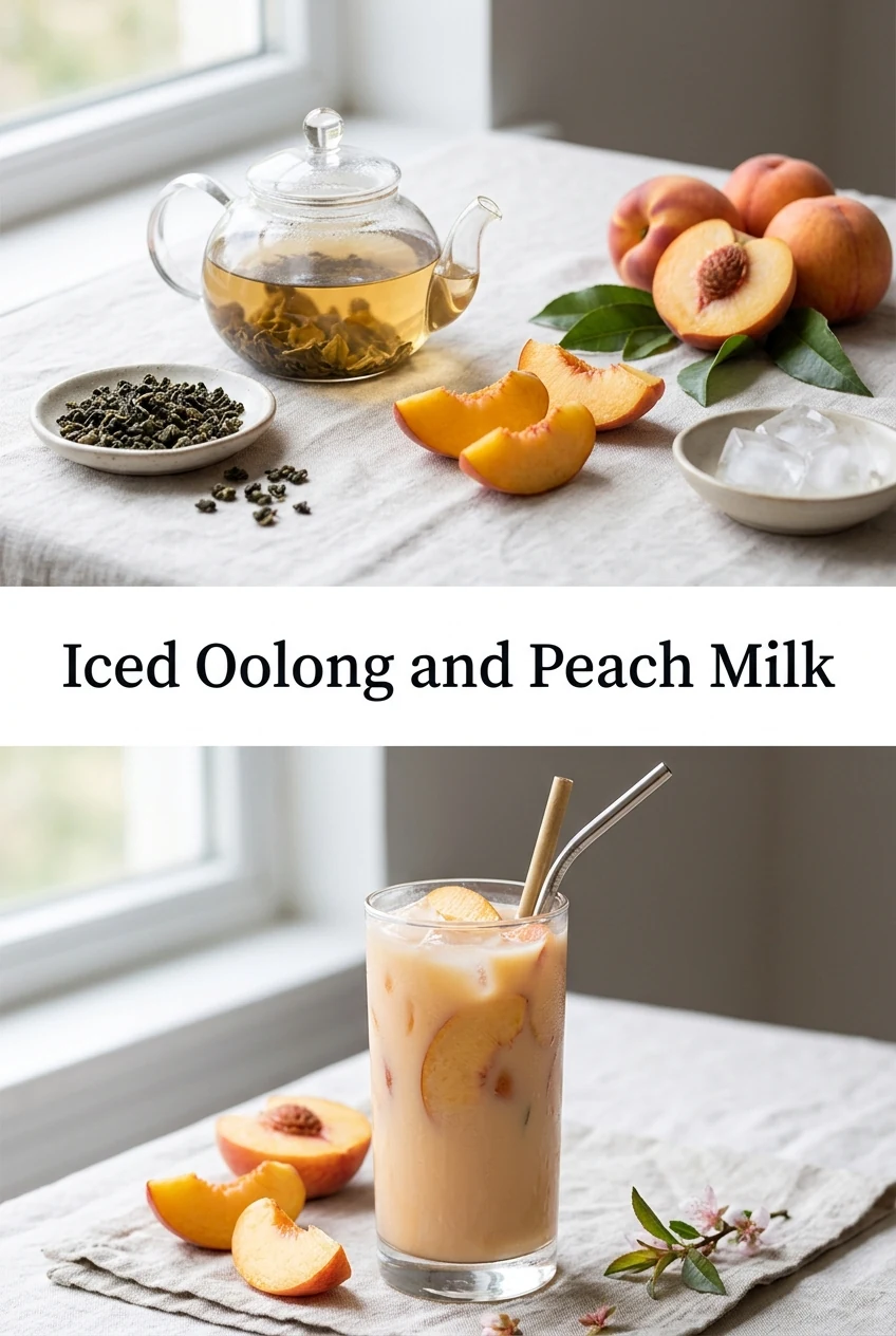 Iced Oolong and Peach Milk — AI-generated editorial illustration