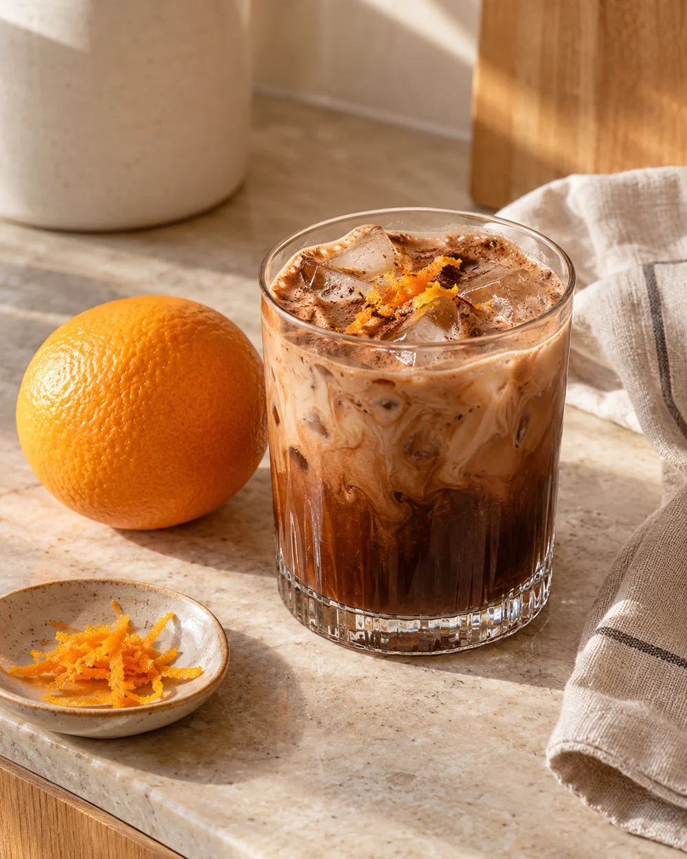 Iced Orange Zest Mocha — AI-generated editorial illustration
