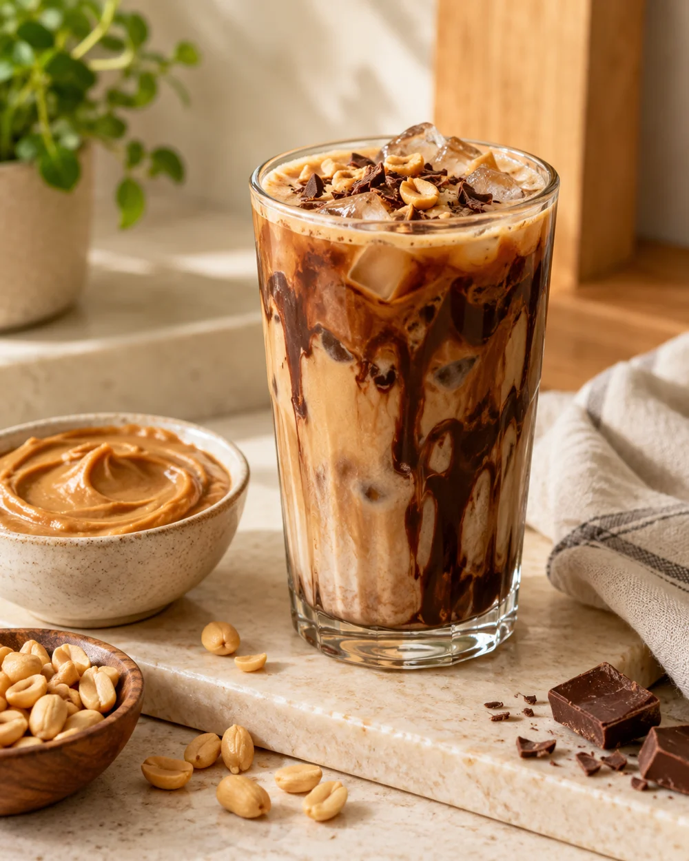 Iced Peanut Butter Mocha — AI-generated editorial illustration