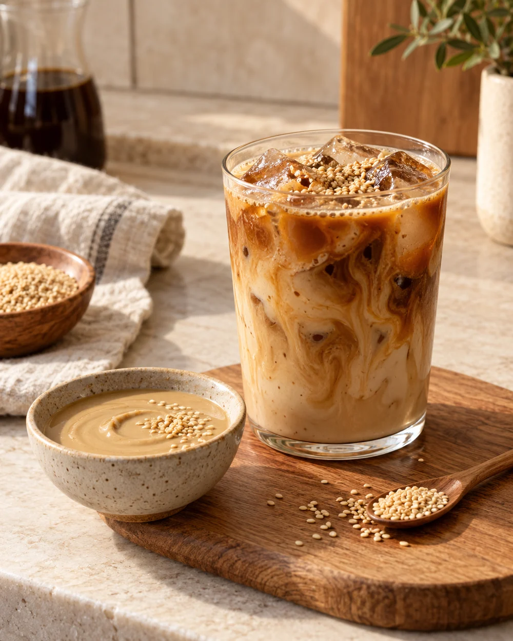 Iced Tahini Coffee — AI-generated editorial illustration