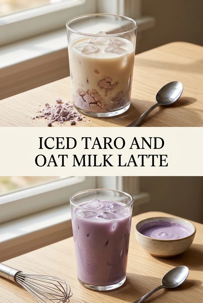 Iced Taro and Oat Milk Latte — AI-generated editorial illustration