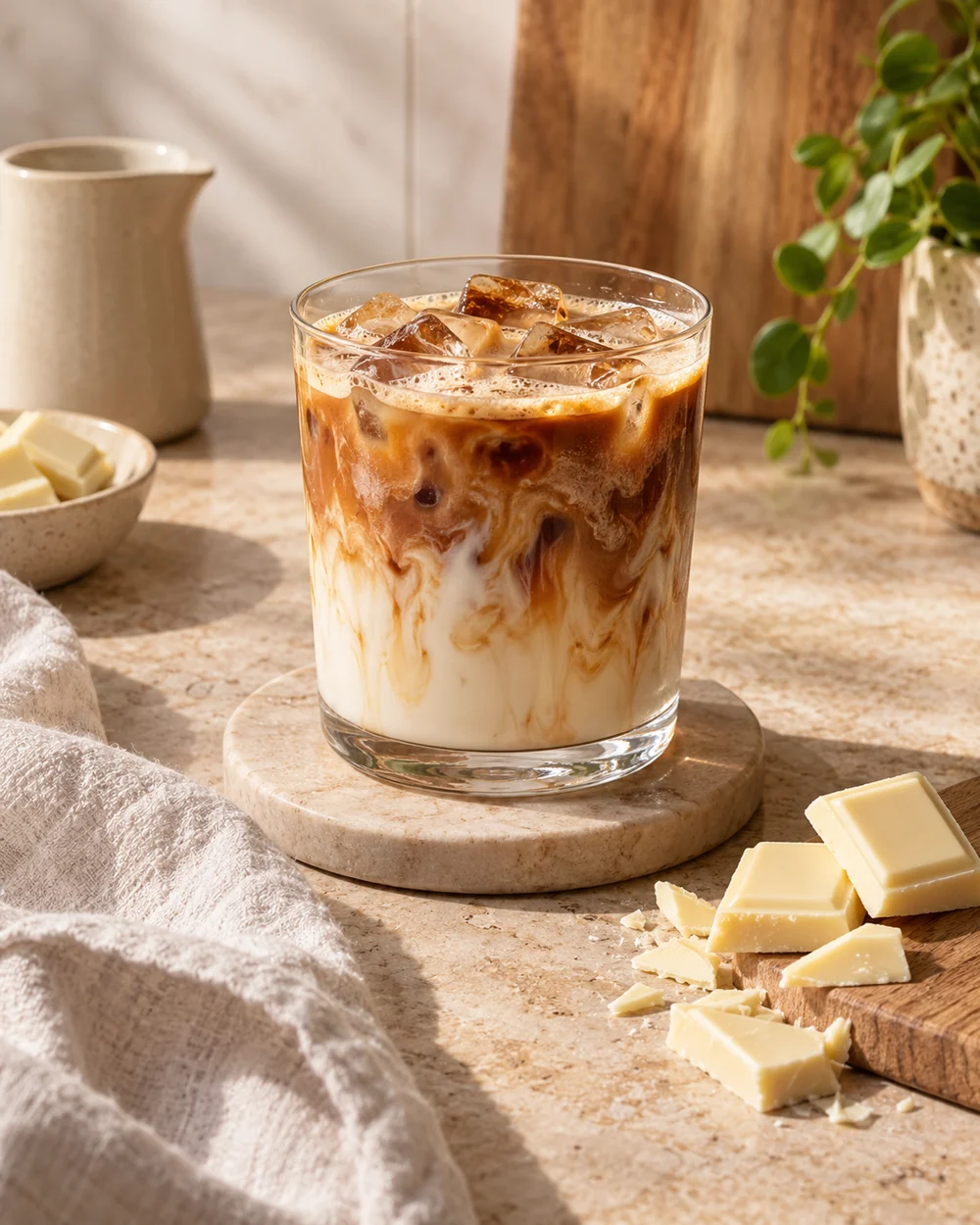 Iced White Chocolate Espresso — AI-generated editorial illustration