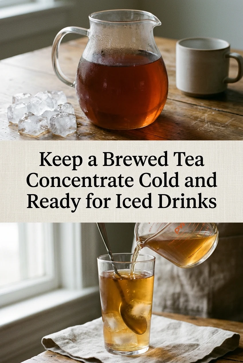 Keep a Brewed Tea Concentrate Cold and Ready for Iced Drinks — AI-generated editorial illustration