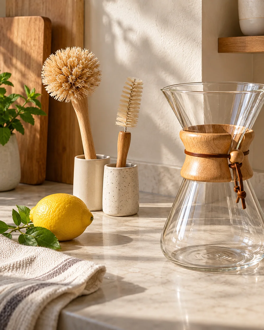 Keep a Produce Brush Separate From Appliance Brushes — AI-generated editorial illustration