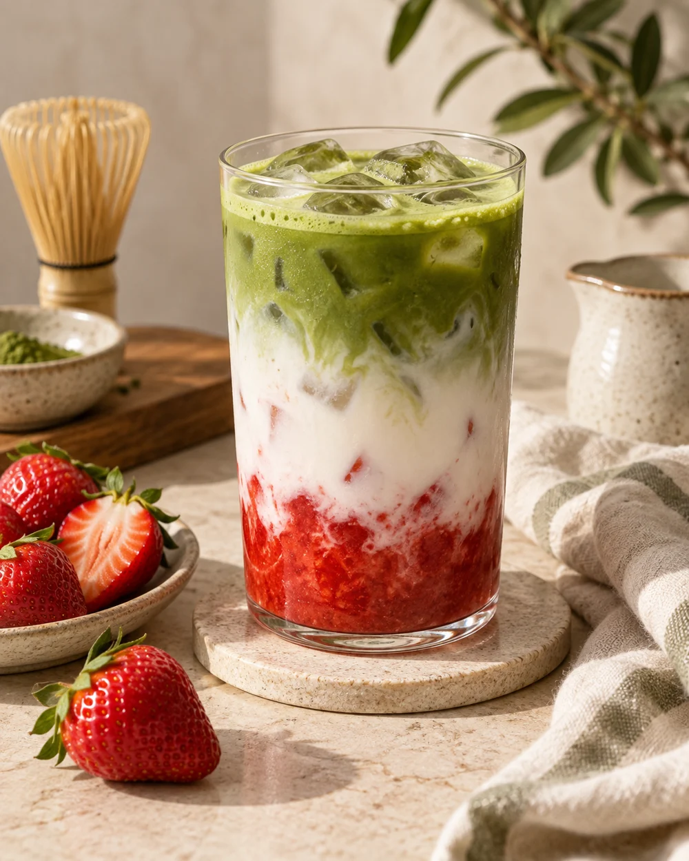 Representative AI-generated fruit-and-matcha category illustration