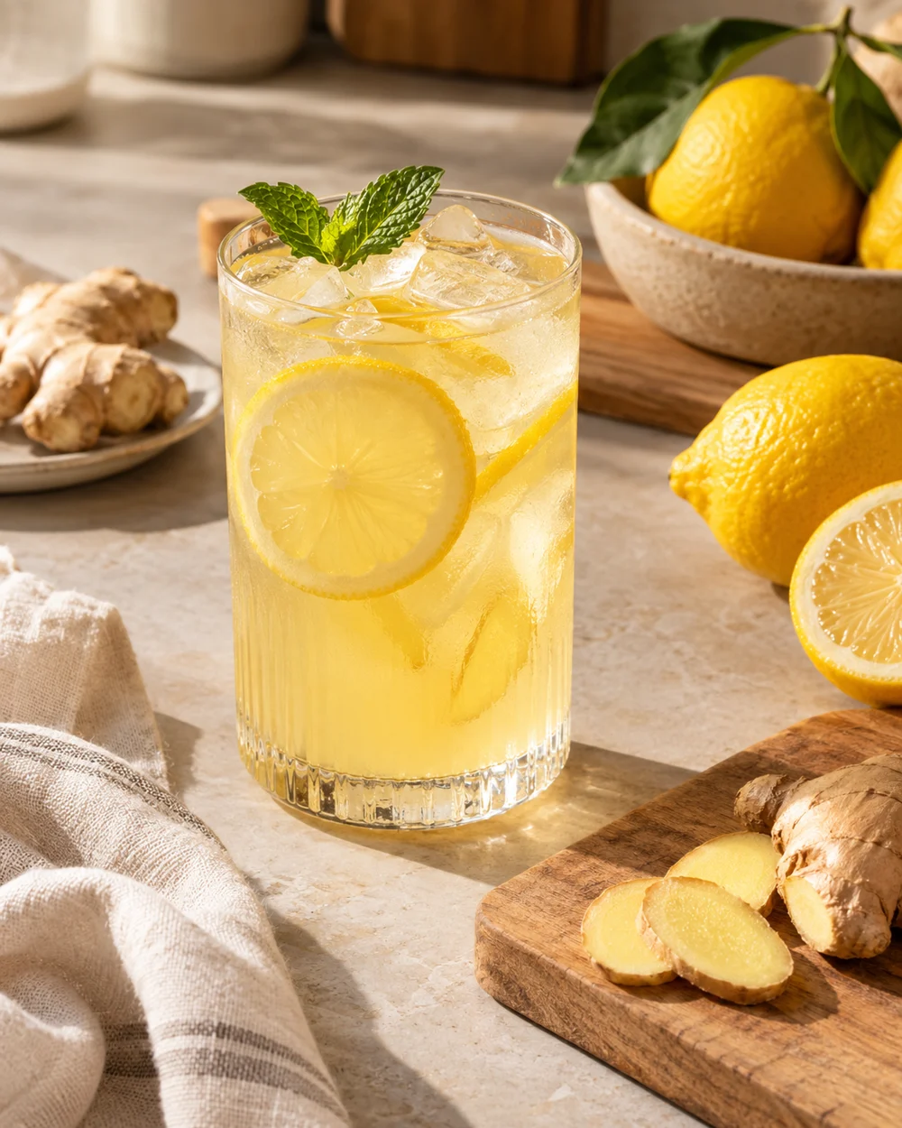 Lemon Ginger Iced Infusion — AI-generated editorial illustration