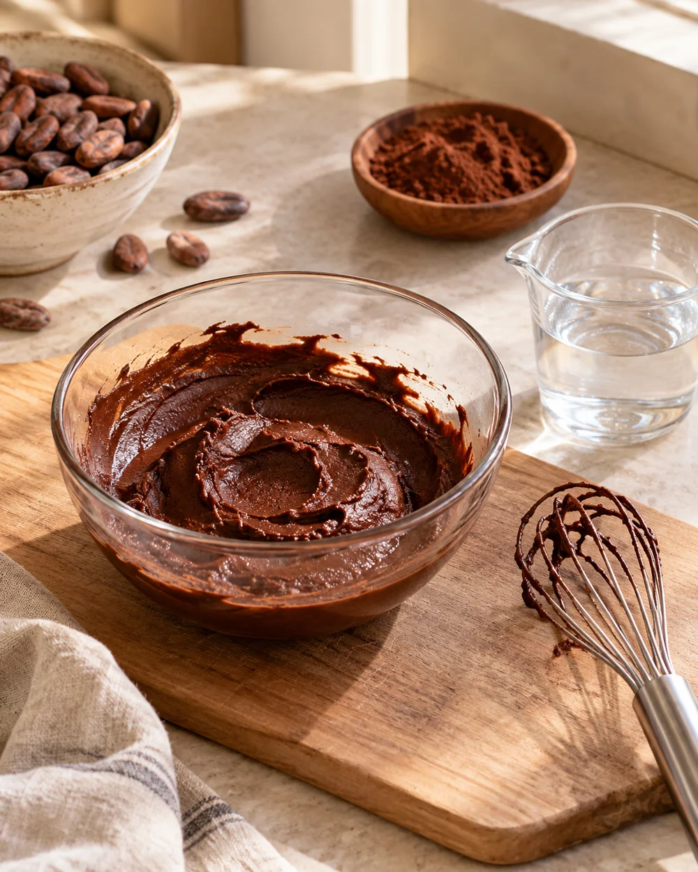 Loosen Cocoa or Carob Without Adding Extra Liquid — AI-generated editorial illustration