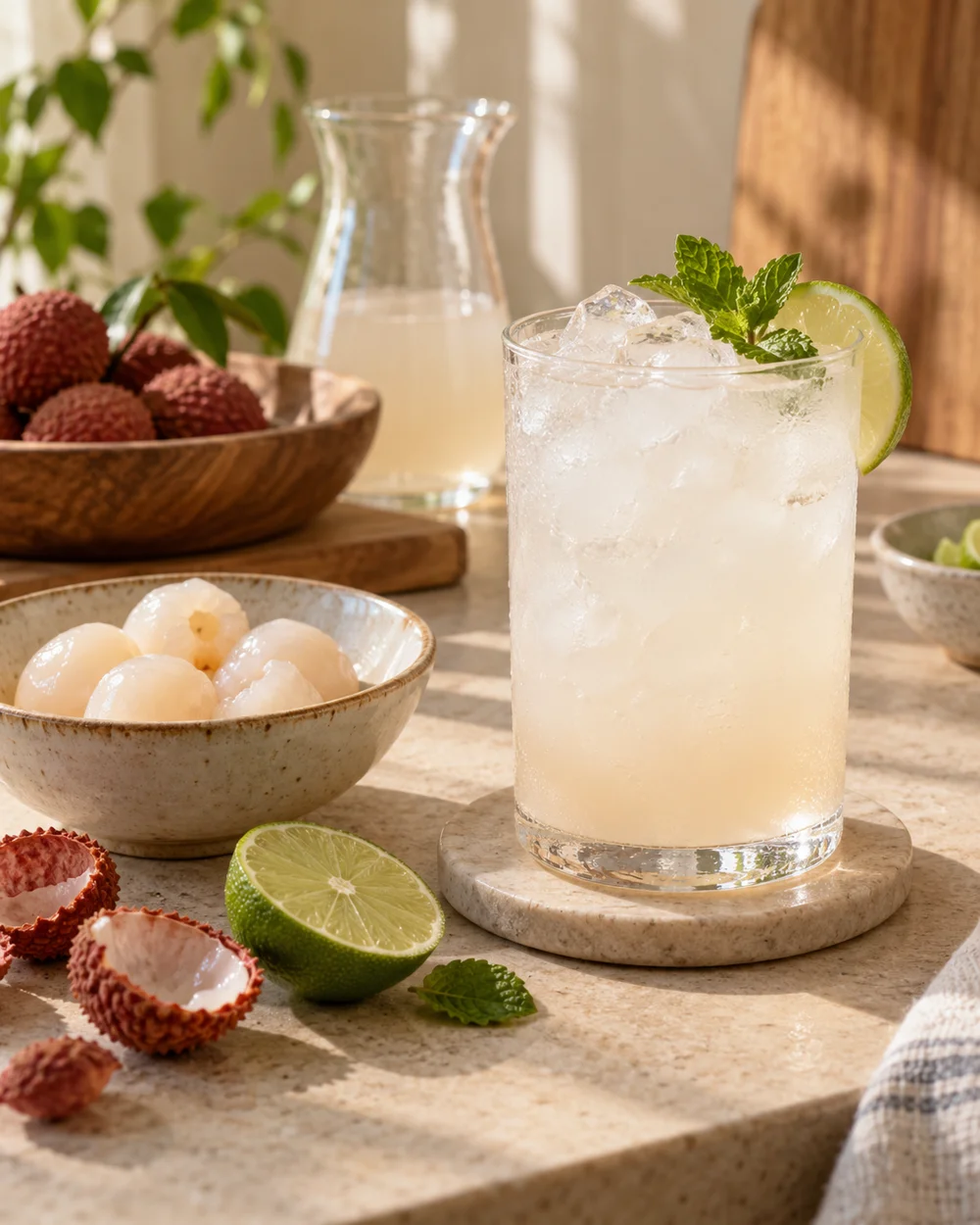 Lychee Lime Still Cooler — AI-generated editorial illustration