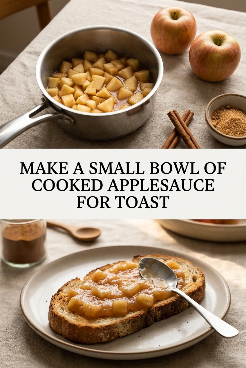 Make a Small Bowl of Cooked Applesauce for Toast — AI-generated editorial illustration