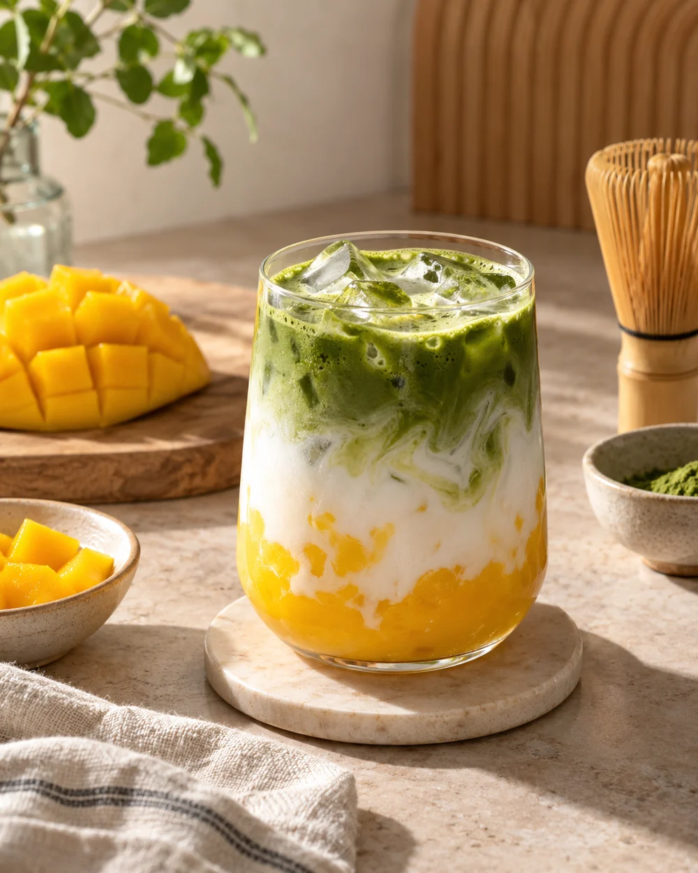 Mango Matcha Milk — AI-generated editorial illustration