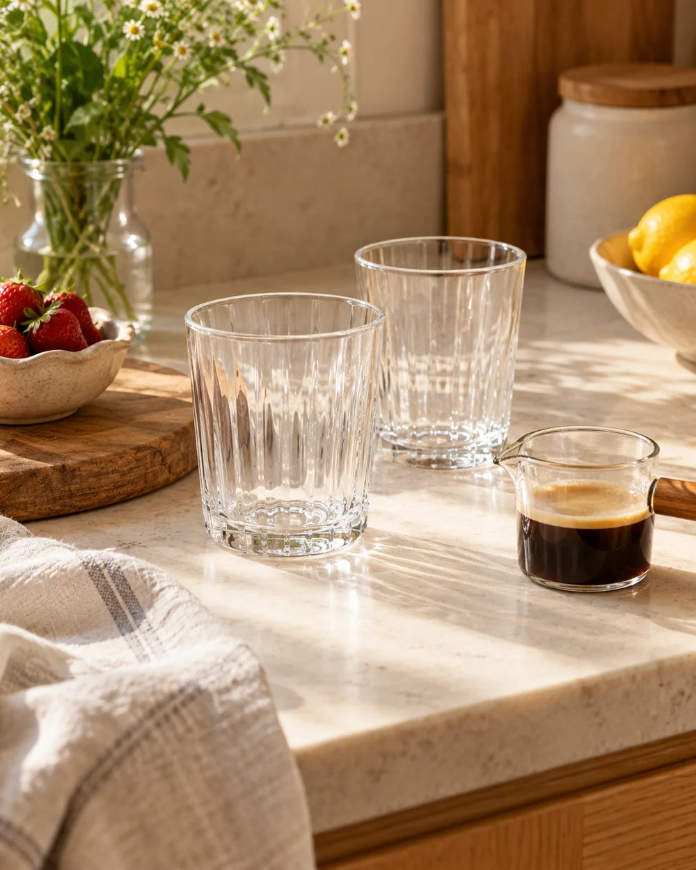 Measure a Serving Glass Before Building a Drink — AI-generated editorial illustration