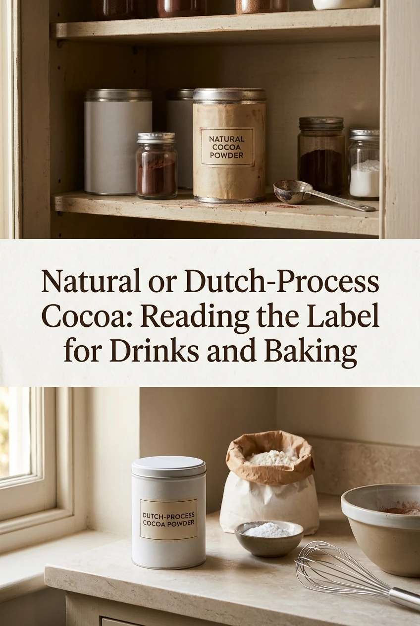Natural or Dutch-Process Cocoa: Reading the Label for Drinks and Baking — AI-generated editorial illustration
