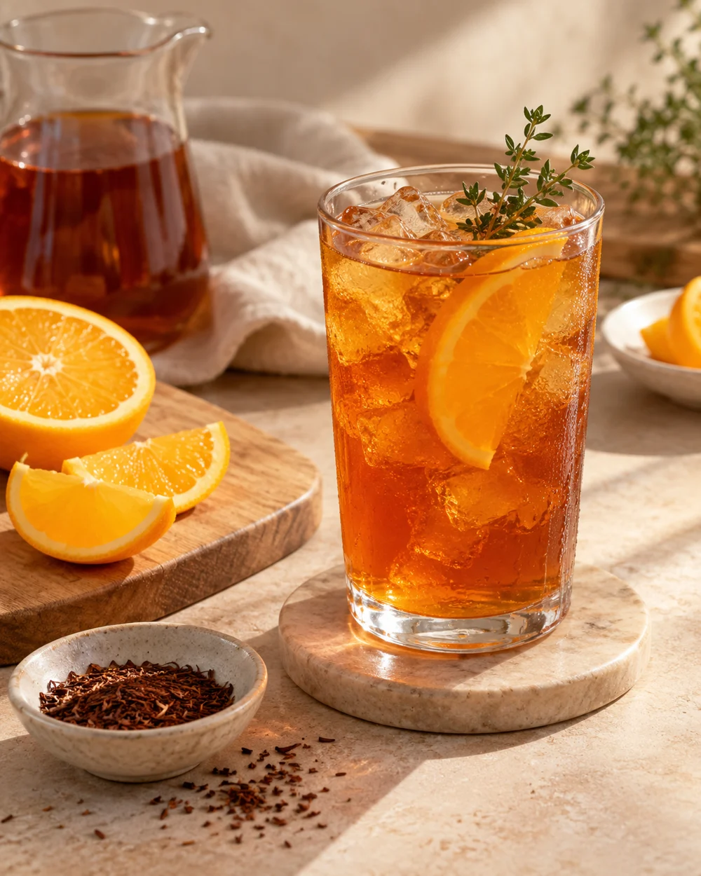 Orange Rooibos Iced Tea — AI-generated editorial illustration