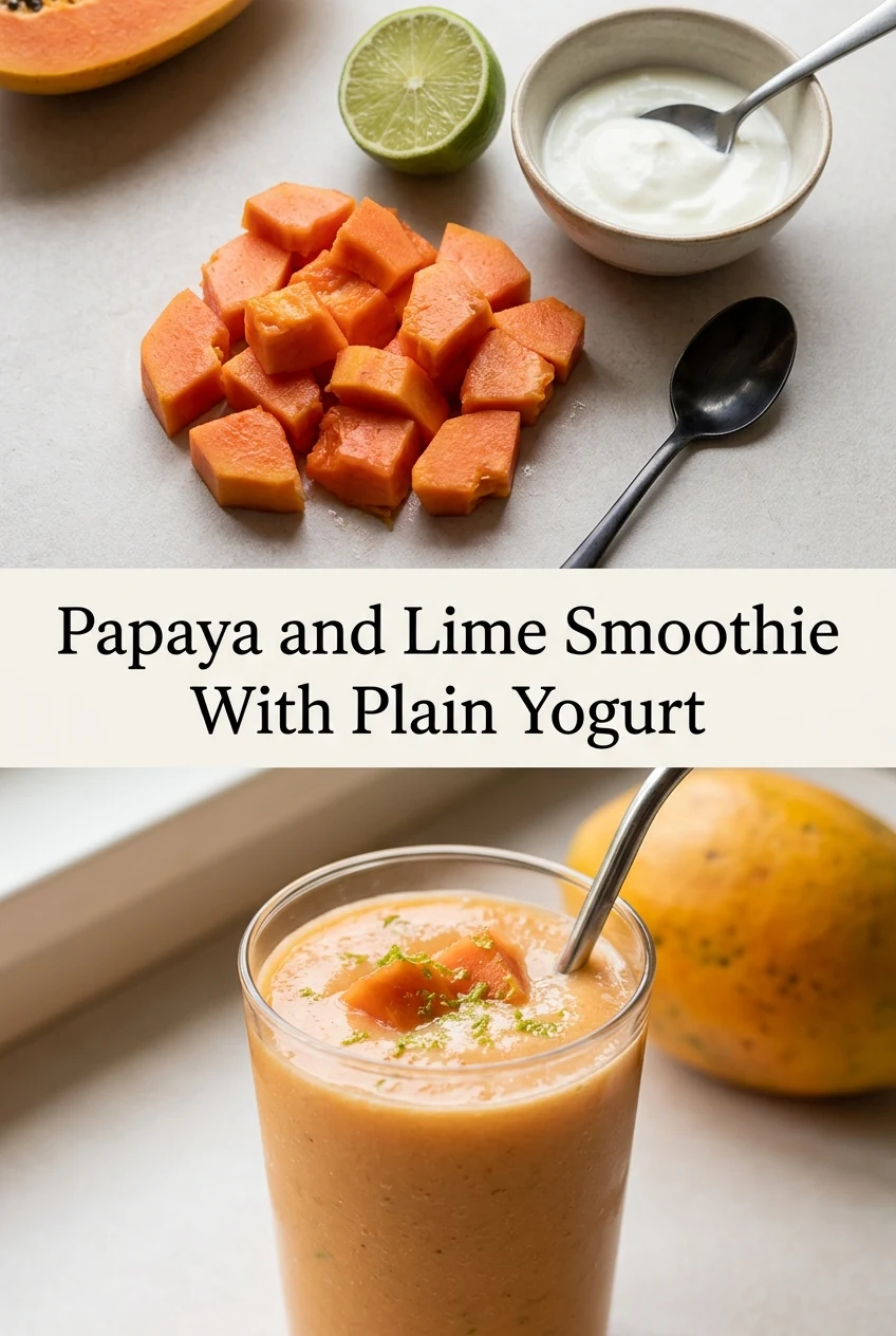 Papaya and Lime Smoothie With Plain Yogurt — AI-generated editorial illustration