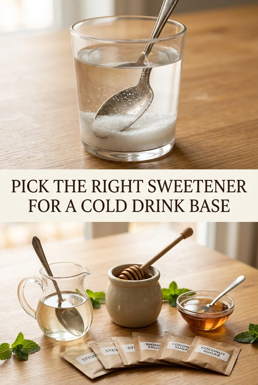 Pick the Right Sweetener for a Cold Drink Base — AI-generated editorial illustration
