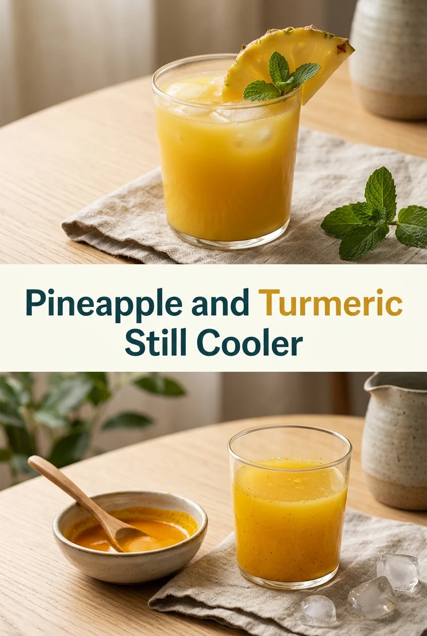 Pineapple and Turmeric Still Cooler — AI-generated editorial illustration